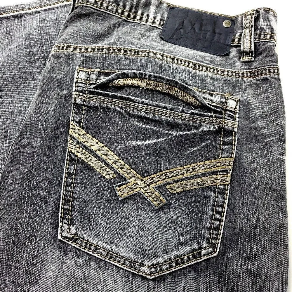 TK Axel Jeans Cotton‎ Denim Gray Mid Rise 39/30 Stone Washed Relaxed Straight